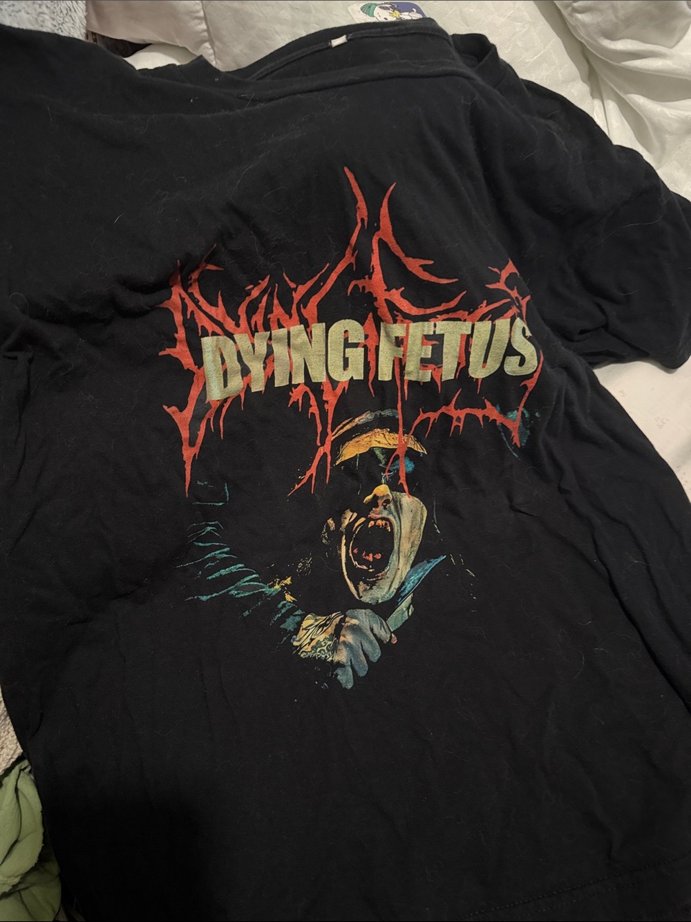 Danier Black Dying Fetus Graphic Tee with Red and Yellow Print